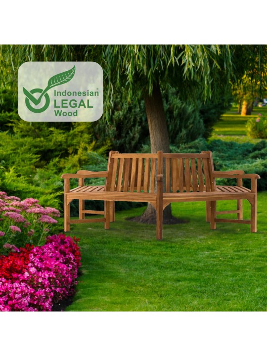 Banco de árvore Sonja com braços 250 cm, teca Banco de árvore Sonja com braços 250 cm, teca