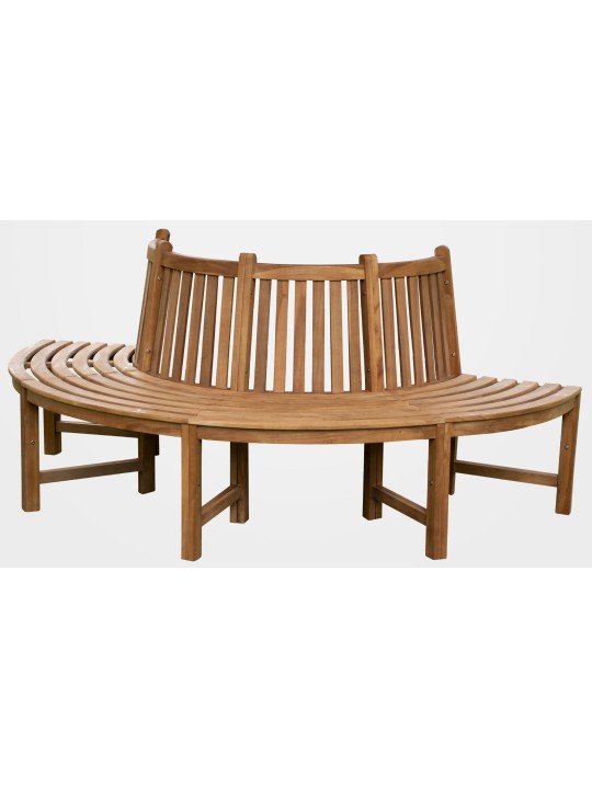 Banco de árvore Masculino 206cm semicircular com encosto, castanho