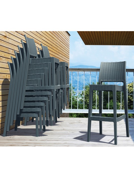 Conjunto de 4 bancos de bar Jamaica, cinza escuro