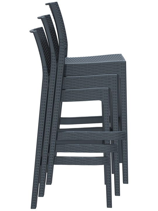 Conjunto de 4 bancos de bar Jamaica, cinza escuro