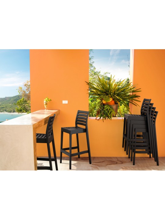 Conjunto de 4 bancos de bar Ares, preto