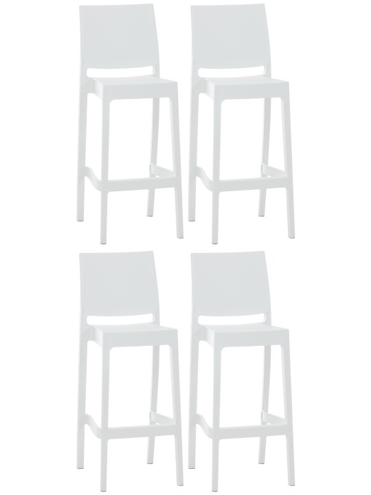 Conjunto de 4 bancos de bar Maya, branco Conjunto de 4 bancos de bar Maya, branco