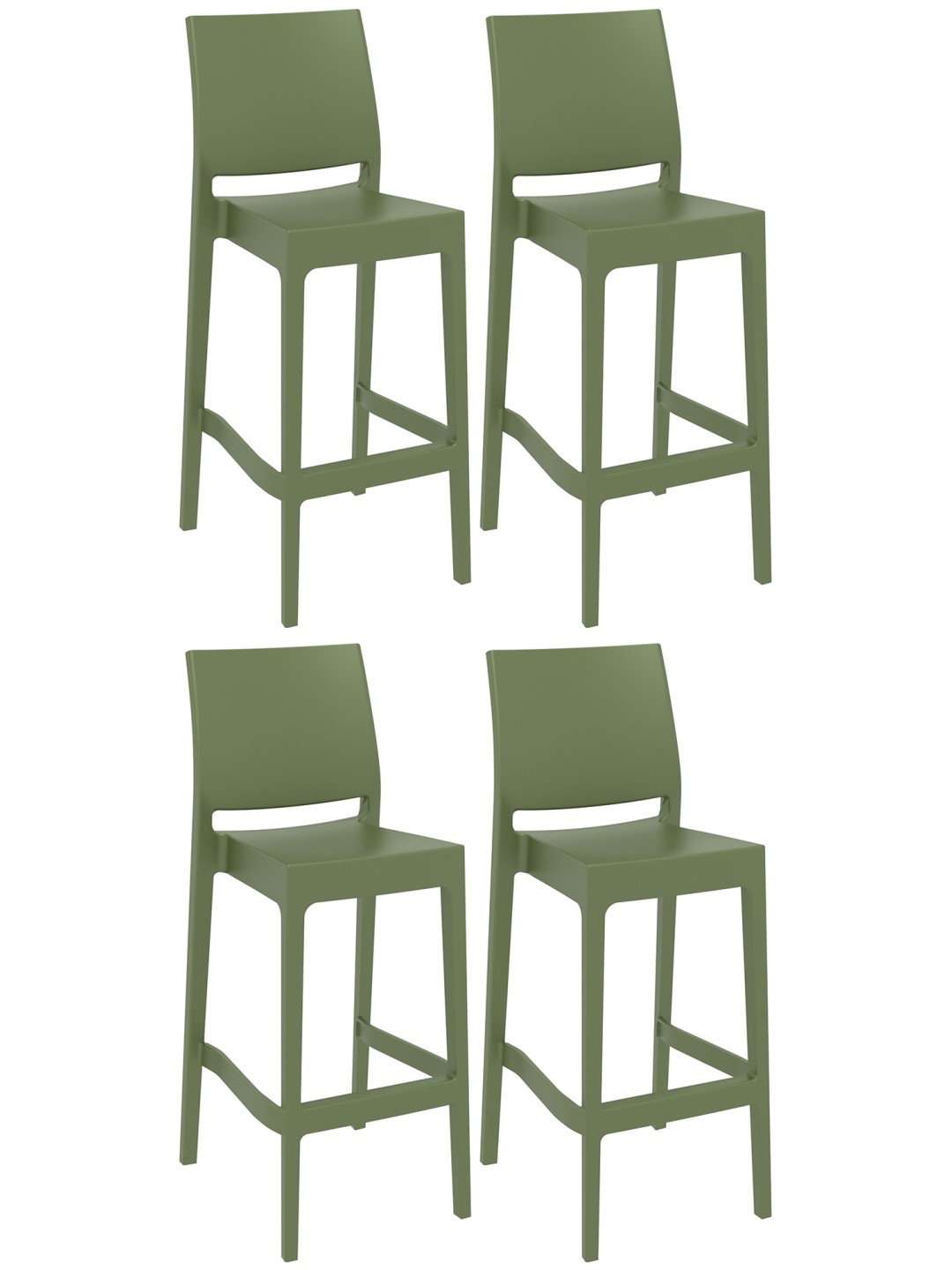 Conjunto de 4 bancos de bar Maya, oliva