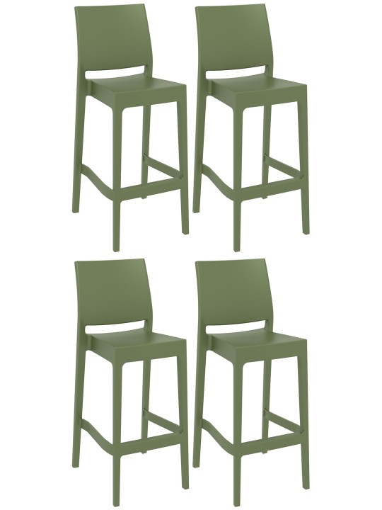 Conjunto de 4 bancos de bar Maya, oliva