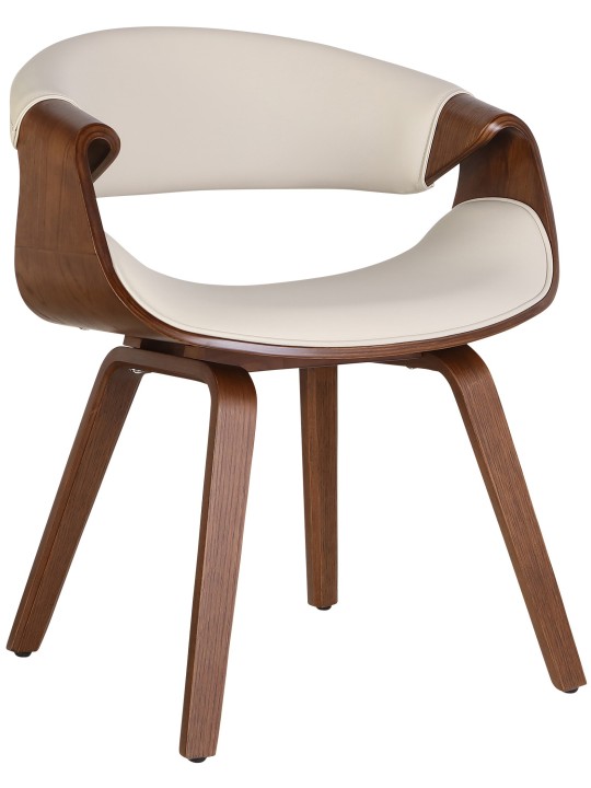 Cadeira da sala de jantar Foley em couro sintético carvalho, creme