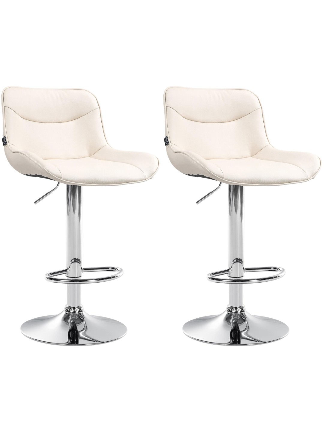 Conjunto de 2 bancos altos Vonore em pele sintética cromada, creme