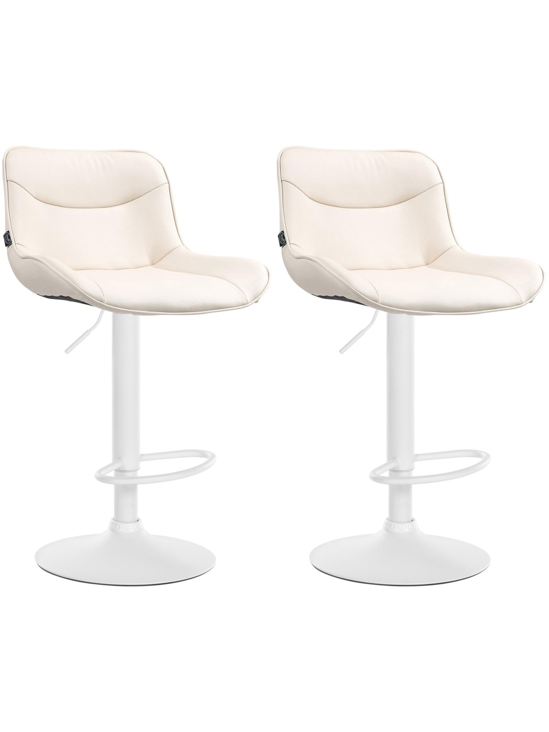 Conjunto de 2 bancos altos em pele sintética Vonore, creme