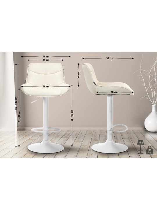 Conjunto de 2 bancos altos em tecido Vonore, creme