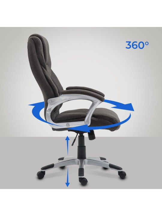 Cadeira de escritório Texas V2 em tecido, cinza escuro