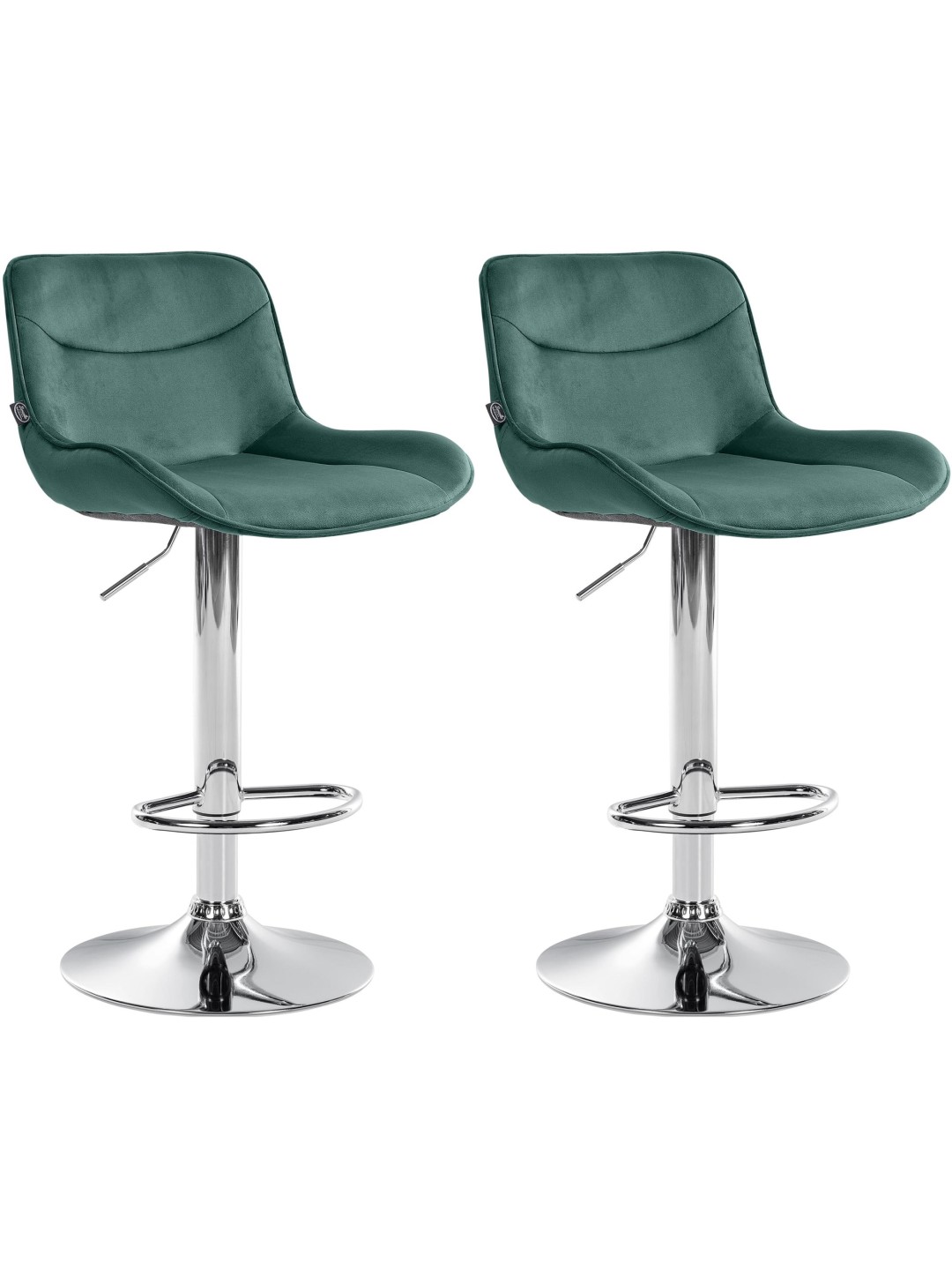 Conjunto de 2 bancos altos Vonore veludo cromado, verde