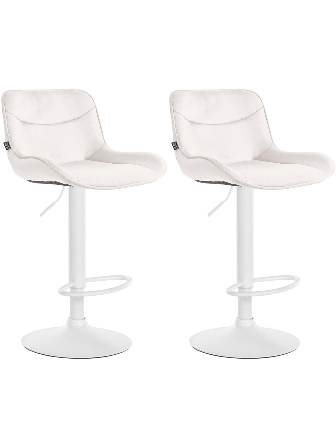 Conjunto de 2 bancos altos de veludo Vonore, creme