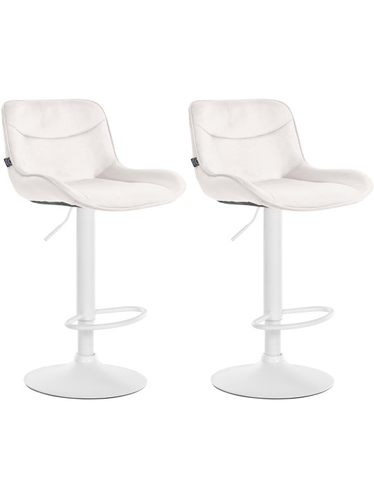 Conjunto de 2 bancos altos de veludo Vonore, creme