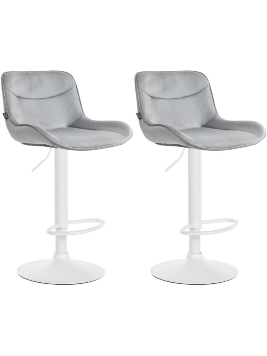 Conjunto de 2 bancos altos de veludo Vonore, cinza