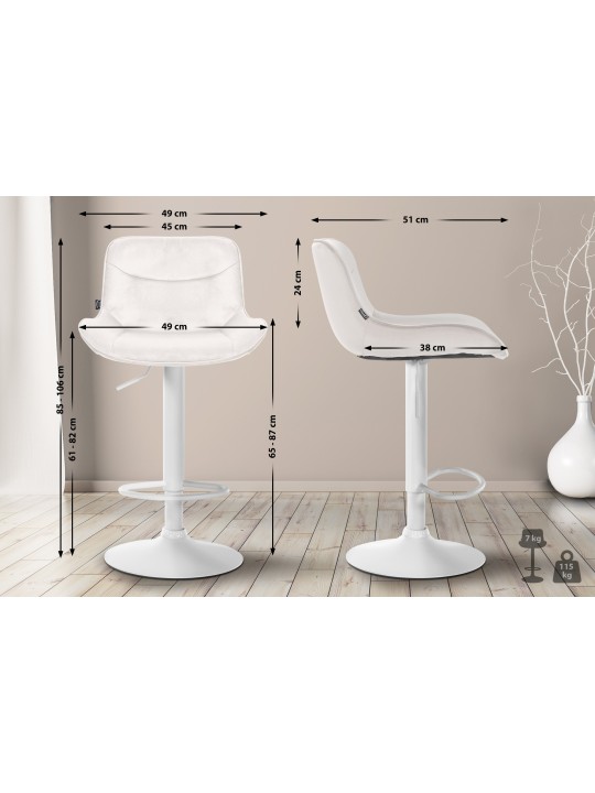 Conjunto de 2 bancos altos de veludo Vonore, creme