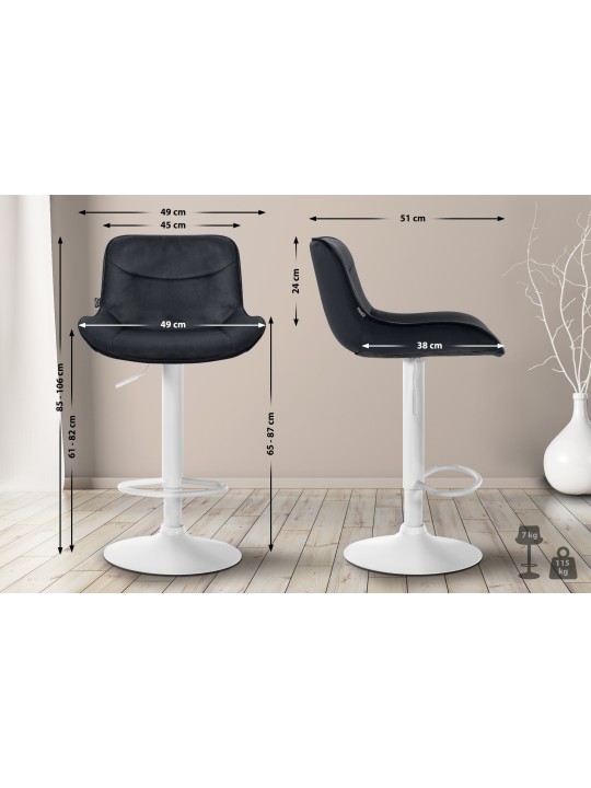 Conjunto de 2 bancos altos de veludo Vonore, preto