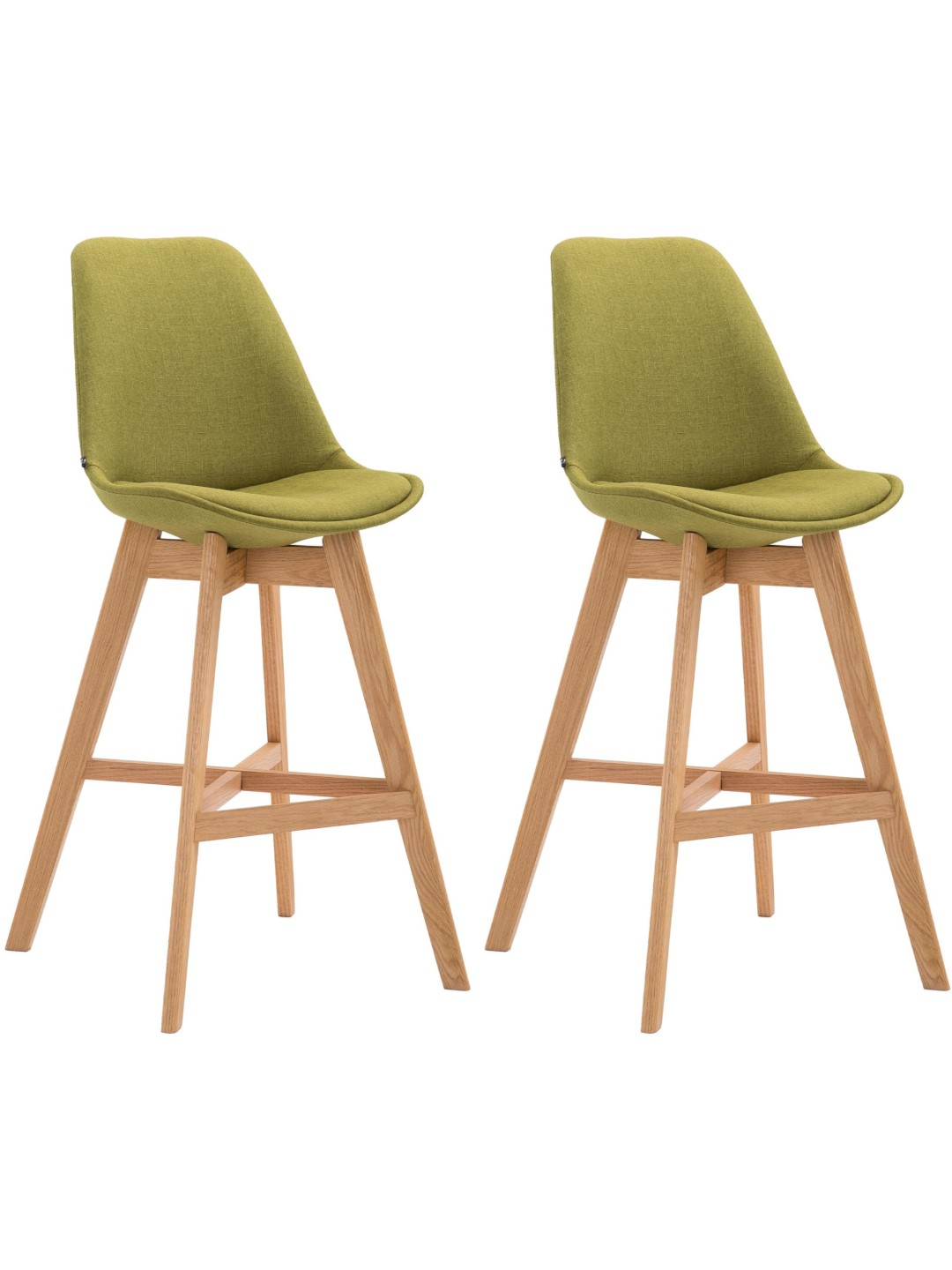 Conjunto de 2 bancos altos em tecido Cannes natural, verde