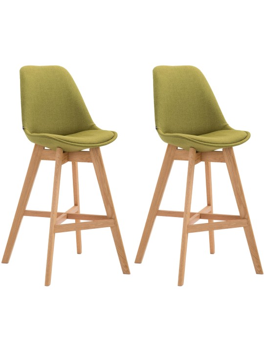 Conjunto de 2 bancos altos em tecido Cannes natural, verde Conjunto de 2 bancos altos em tecido Cannes natural, verde