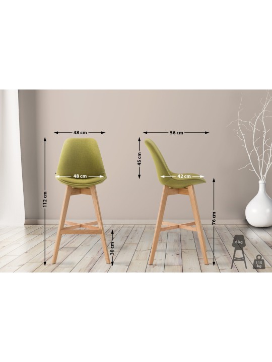 Conjunto de 2 bancos altos em tecido Cannes natural, verde Conjunto de 2 bancos altos em tecido Cannes natural, verde