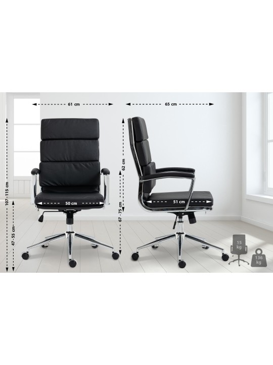 Cadeira de escritório de couro sintético Cleveland, preto