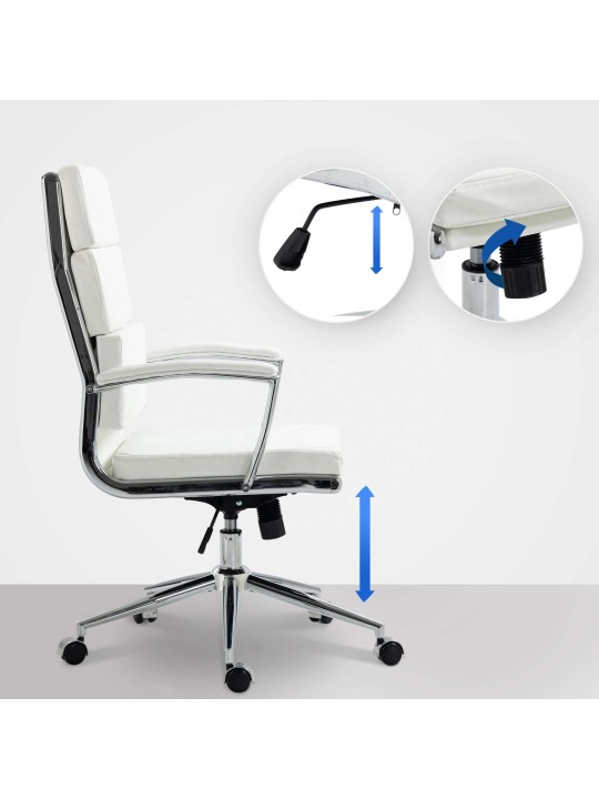 Cadeira de escritório de couro sintético Cleveland, branco