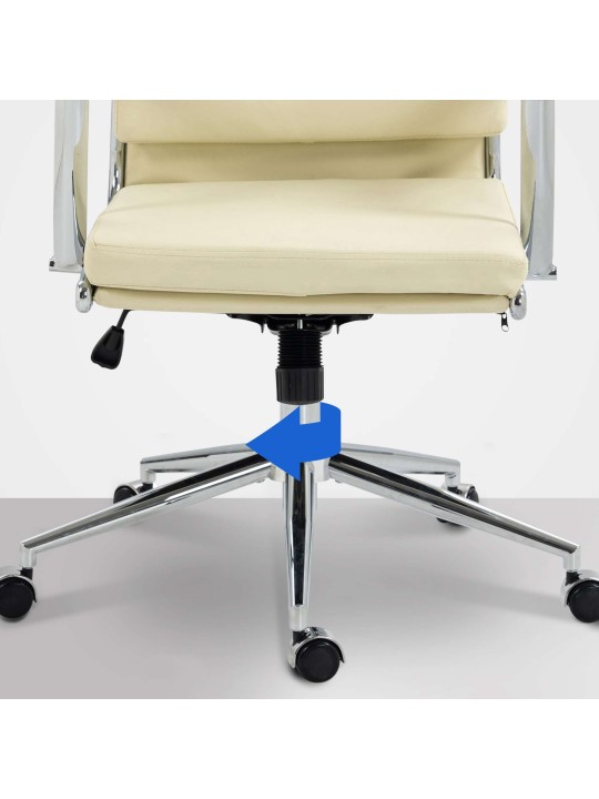Cadeira de escritório de couro sintético Cleveland, creme