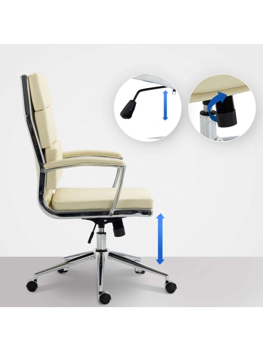 Cadeira de escritório de couro sintético Cleveland, creme