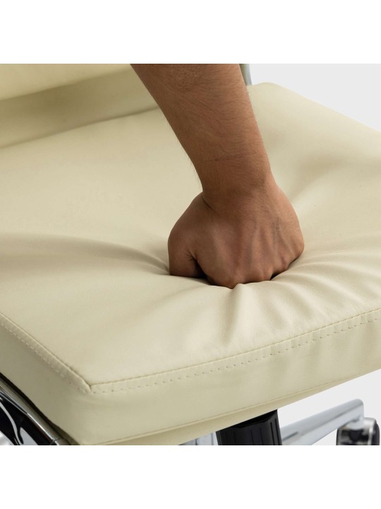 Cadeira de escritório de couro sintético Cleveland, creme