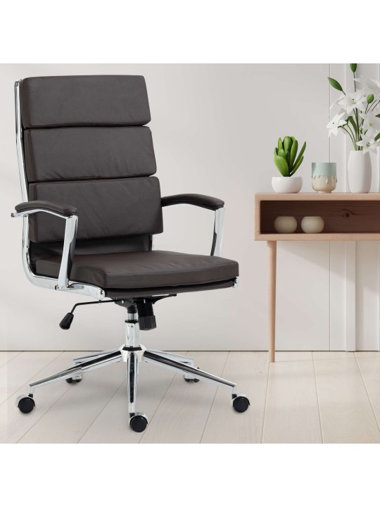 Cadeira de escritório de couro sintético Cleveland, castanho