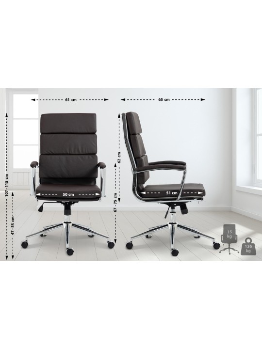 Cadeira de escritório de couro sintético Cleveland, castanho