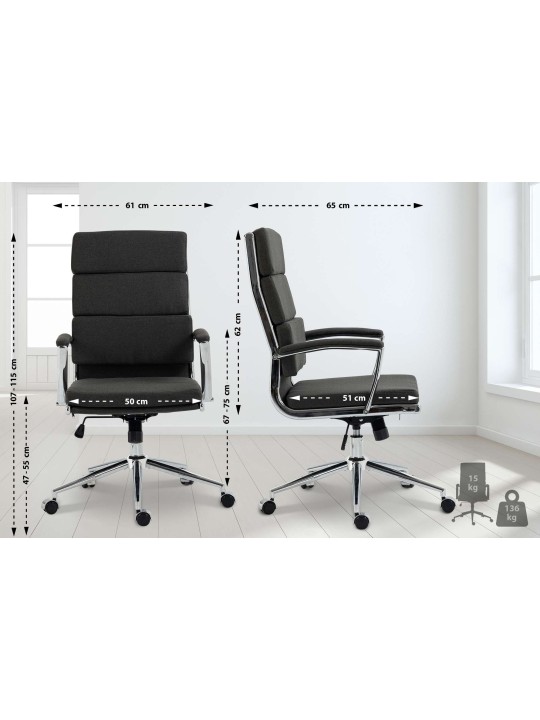 Cadeira de escritório em tecido Cleveland, cinza escuro Cadeira de escritório em tecido Cleveland, cinza escuro