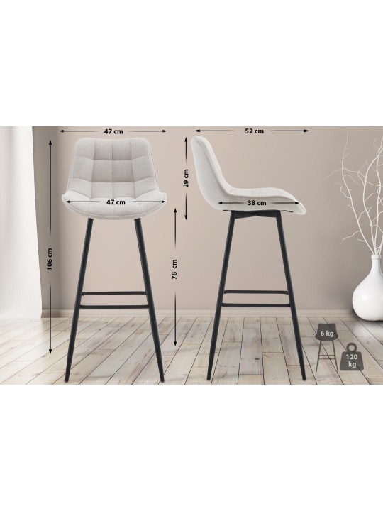 Conjunto de 2 bancos altos em tecido Dartford, creme