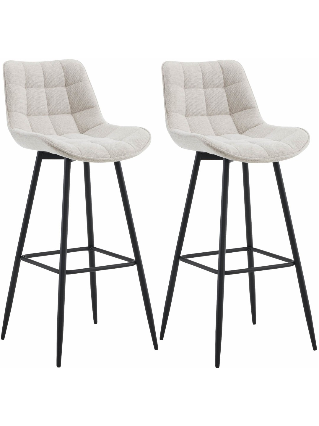Conjunto de 2 bancos altos em tecido Dartford, creme