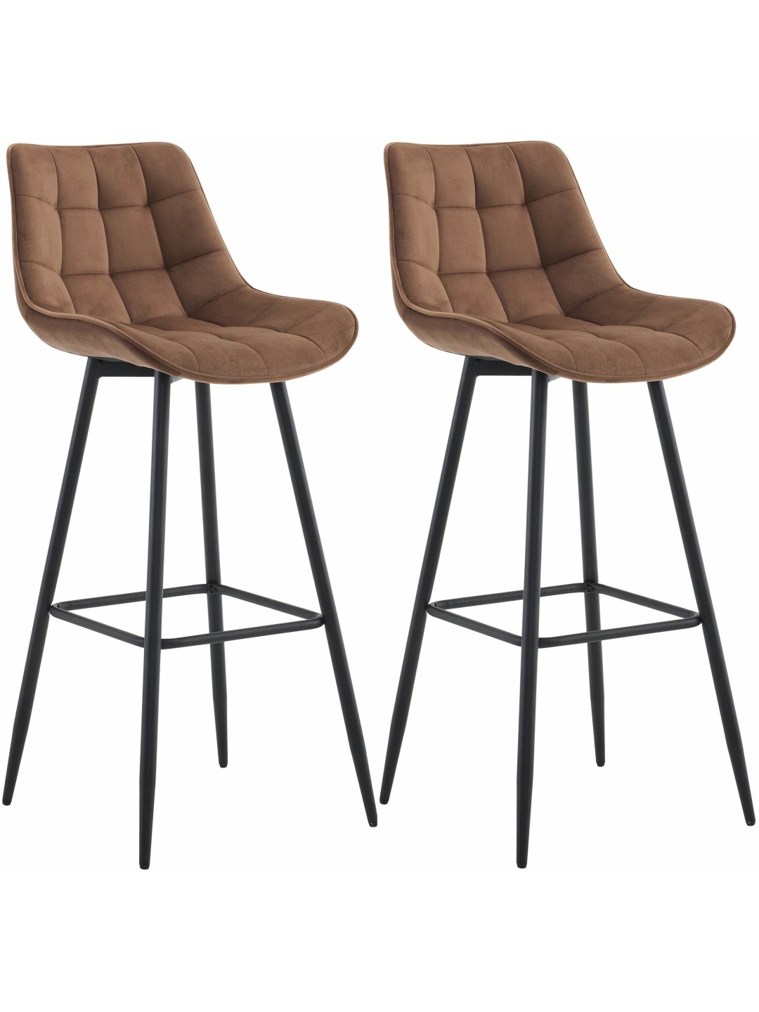 Conjunto de 2 bancos altos em veludo Dartford, castanho