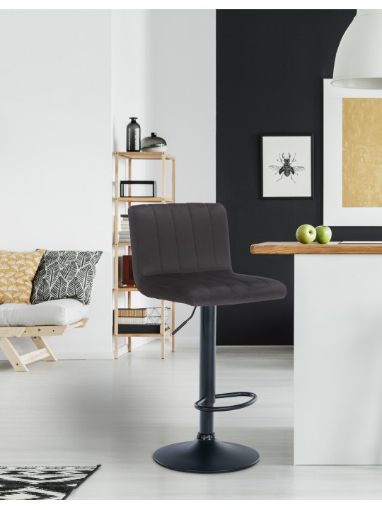 Banqueta alta Jamie veludo, preto