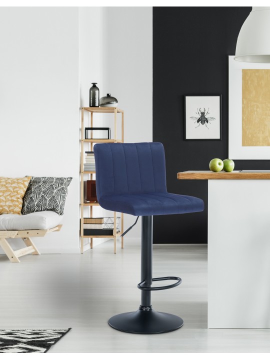 Conjunto de 2 bancos altos Jamie veludo, azul Conjunto de 2 bancos altos Jamie veludo, azul