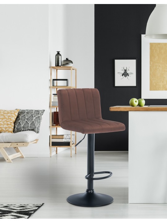 Conjunto de 2 bancos altos Jamie veludo, castanho