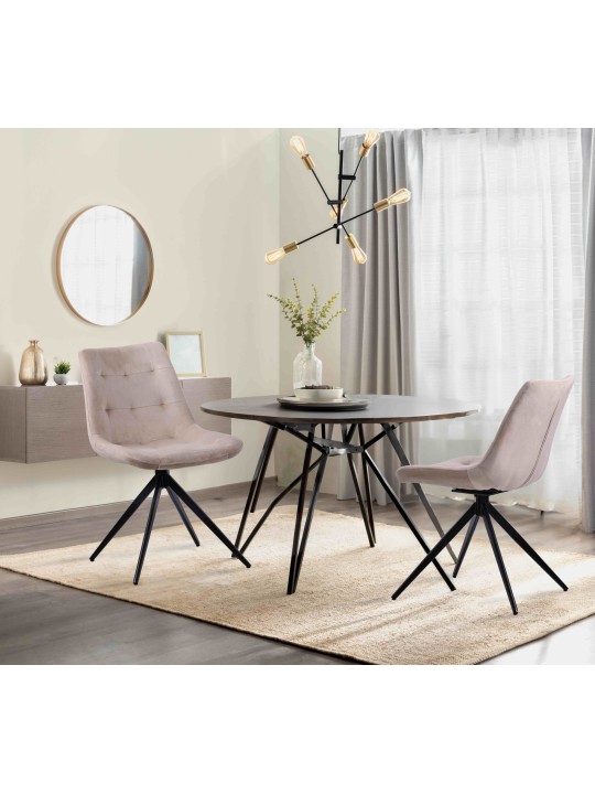 Cadeira de jantar de veludo Merna, creme