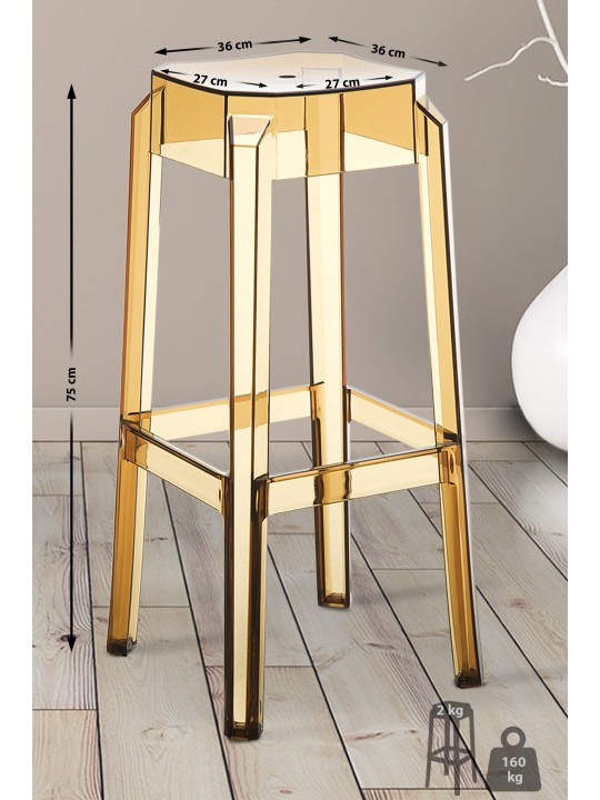 Banqueta alta Fox, transparente, âmbar