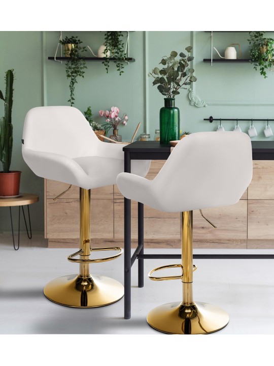 Banqueta alta Braga Gold pele sintética, branco