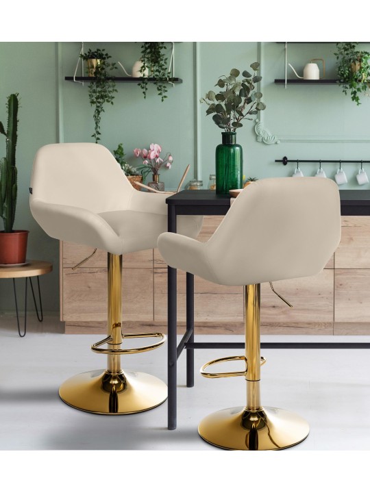 Banqueta alta Braga Gold pele sintética, creme