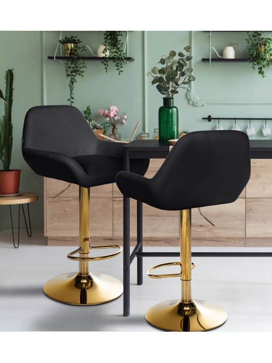 Banqueta alta Braga Gold pele sintética, preto