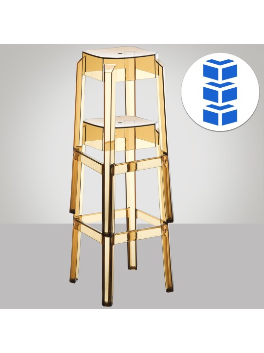 Conjunto de 2 bancos altos Fox, transparentes, âmbar