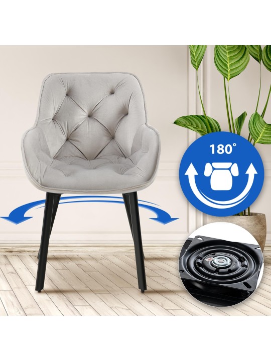 Cadeira da sala de jantar Antigo veludo, cinza