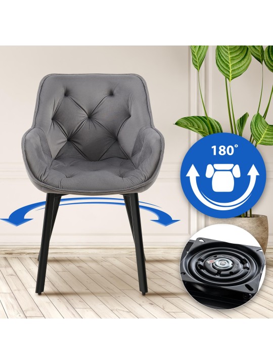 Cadeira da sala de jantar Antigo veludo, cinza escuro