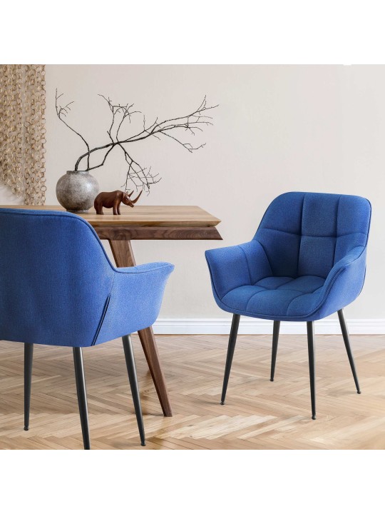 Cadeira de jantar em tecido Roseville, azul Cadeira de jantar em tecido Roseville, azul