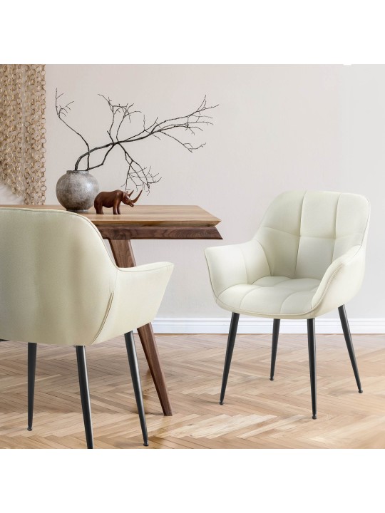 Cadeira de jantar em tecido Roseville, creme Cadeira de jantar em tecido Roseville, creme