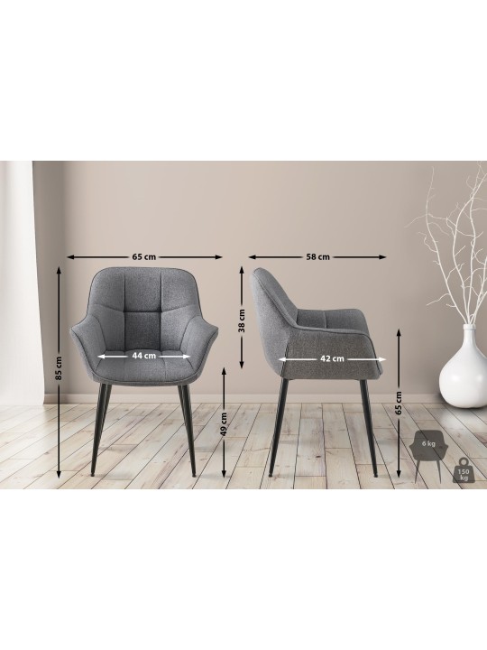 Cadeira de jantar em tecido Roseville, cinza escuro Cadeira de jantar em tecido Roseville, cinza escuro