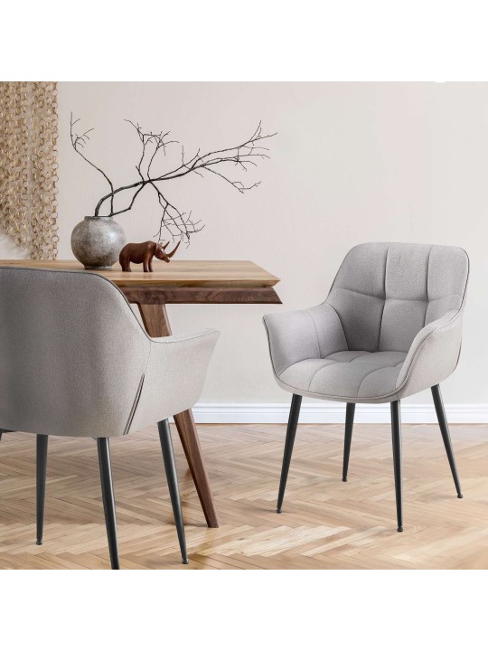 Cadeira de jantar em tecido Roseville, cinza