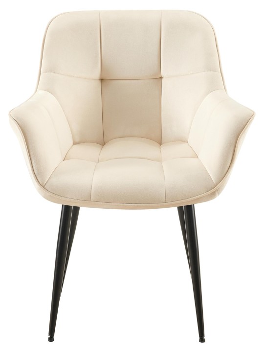 Cadeira de jantar de veludo Roseville, creme