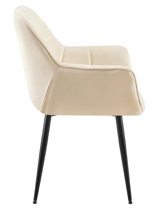 Cadeira de jantar de veludo Roseville, creme